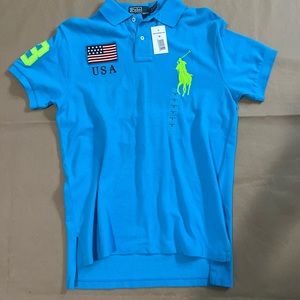 Polo Ralph Lauren blue and lime green polo shirt